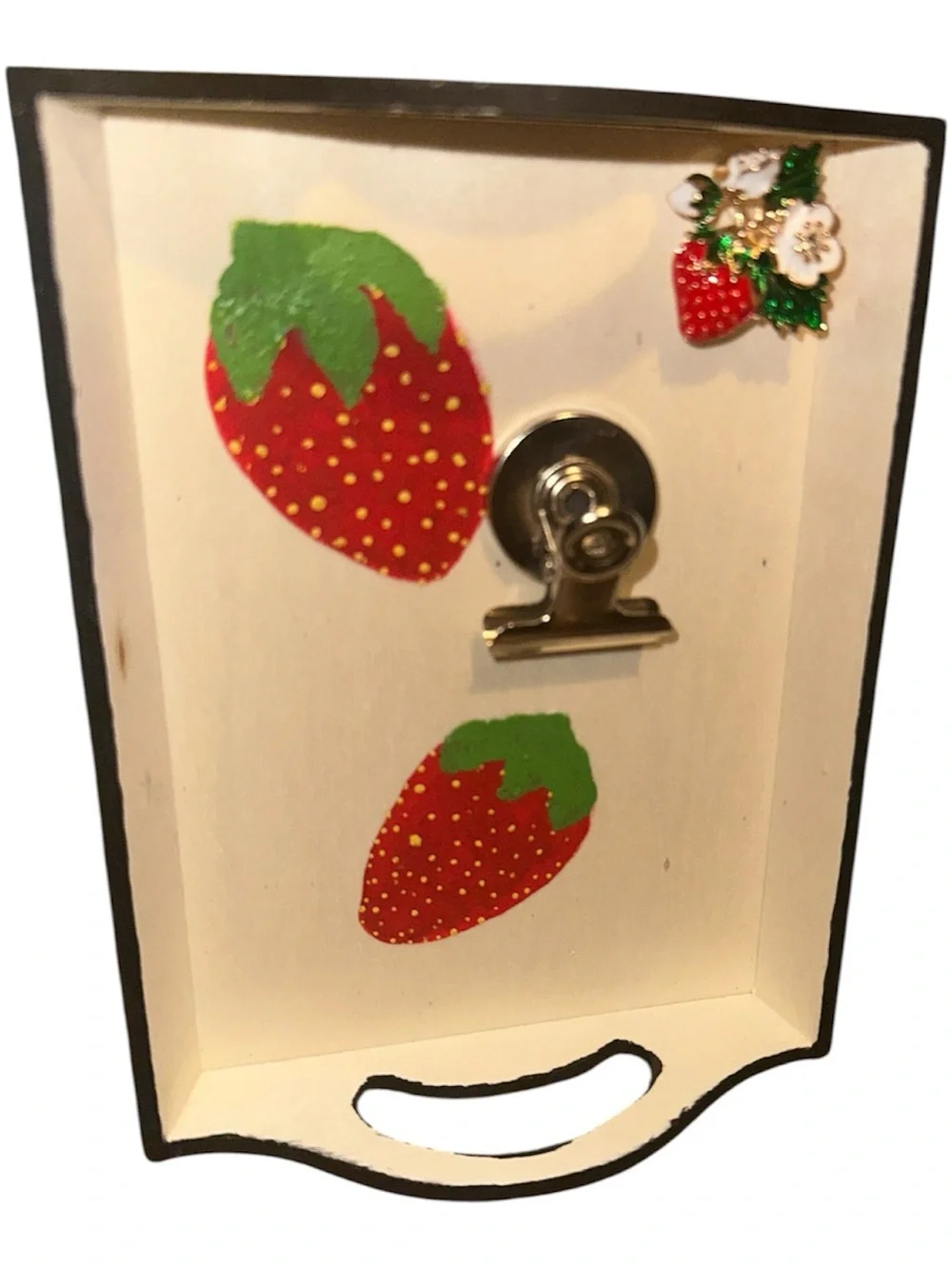 Handcrafted “serving tray” list holder